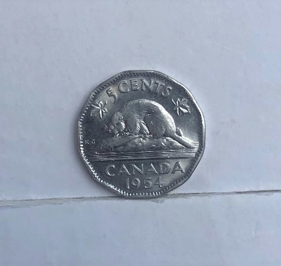 CANADA - 1954 - 5 CENT - SF -  Missing chrome - BU Coin - A1.jpg